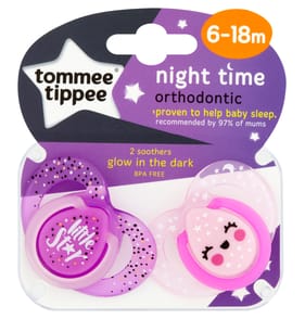 Tommee Tippee Night Time 2 Orthodontic Soothers 6-18m - Little Star