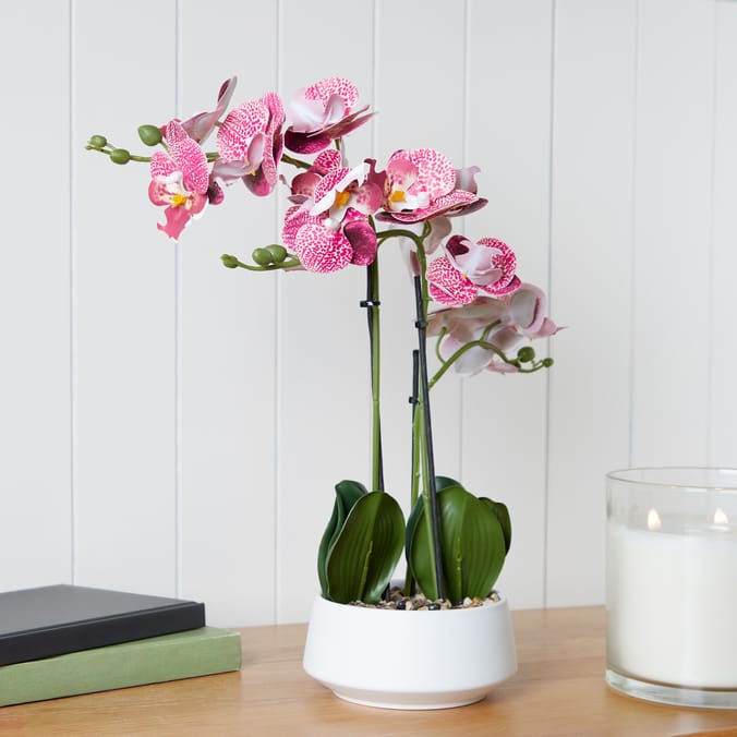 Home Collections Artificial Orchid White Ceramic Pot