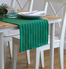 Festive Feeling Woven Stripe Table Runner 33x180 CM - Green