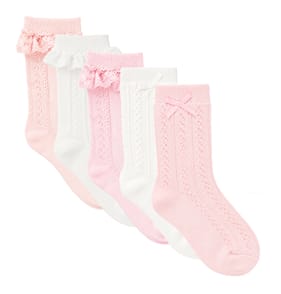 Pure Baby Pink & White Frilly Socks 5 Pack