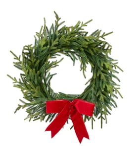 Festive Feeling 65cm Pine Faux Christmas Wreath With Bow
