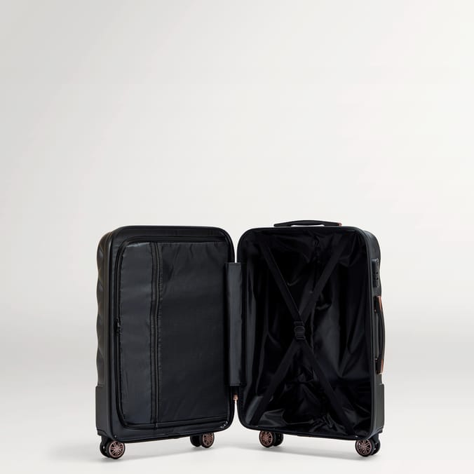 Salisburys Embossed Quilted Shell Suitcase - Black