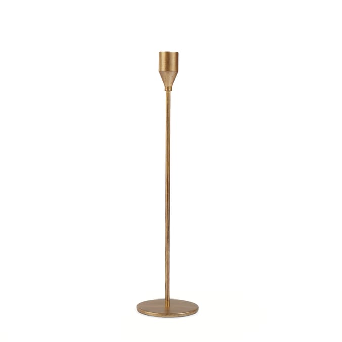 Winter Charm Gold Tapered Candle Holder