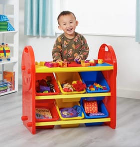 Liberty House Toys 6-Bin Storage Organiser Unit With Construction Tabletop