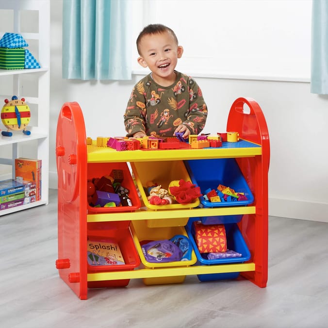 Liberty House Toys 6-Bin Storage Organiser Unit With Construction Tabletop