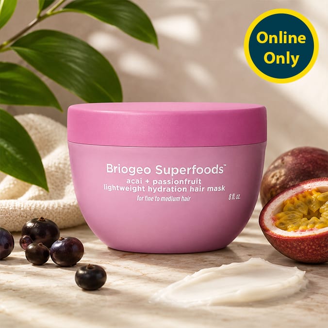 Briogeo Superfoods. Acai + Passionfruit Lightweight Hydration Hair Mask 240ml
