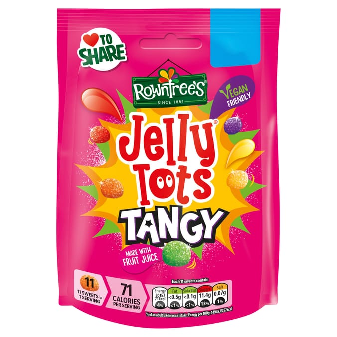 Rowntree's Jelly Tots Tangy Sweets Sharing Bag 140g