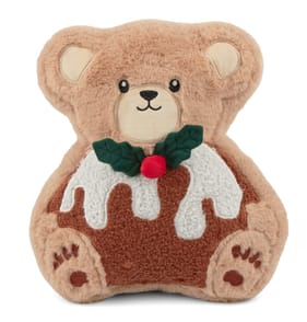 Sleigh Bells Christmas Pudding Bear Cushion - Boy 