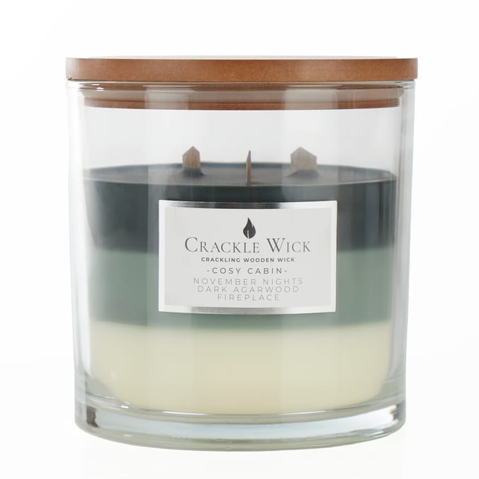 Crackle Wick Trio Scented Candle 1.2kg - Cosy Cabin