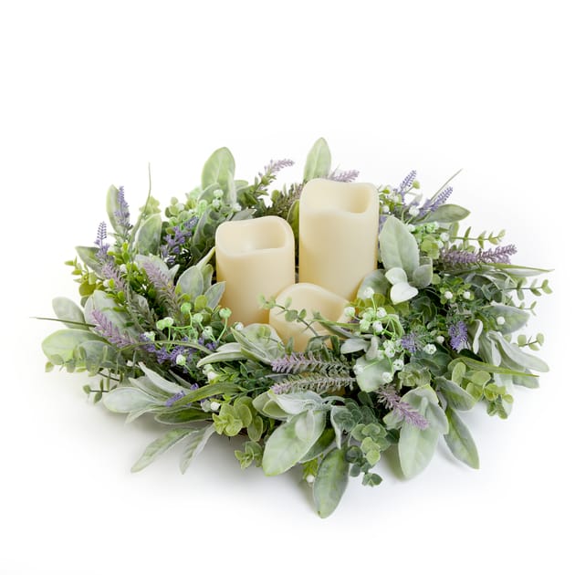 The Lifestyle Edit LED Lavender Candle Wreath Home Bargains