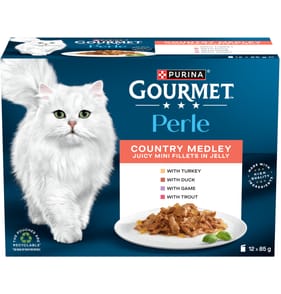Gourmet Perle Country Medley Mini Fillets in Jelly Wet Cat Food 12 x 85g
