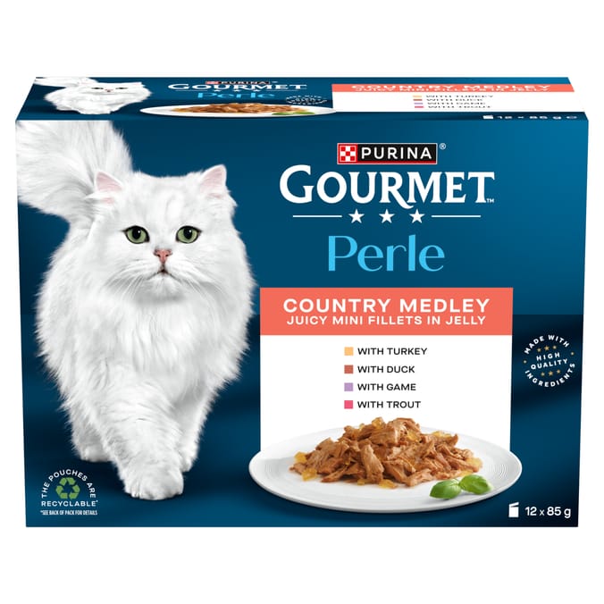 Gourmet Perle Country Medley Mini Fillets in Jelly Wet Cat Food 12 x 85g