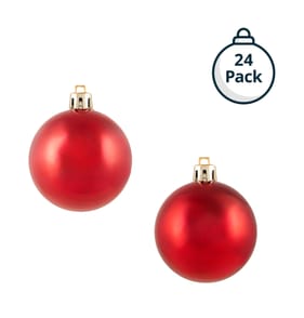 Festive Feeling 4cm Christmas Baubles 24 Pack - Red