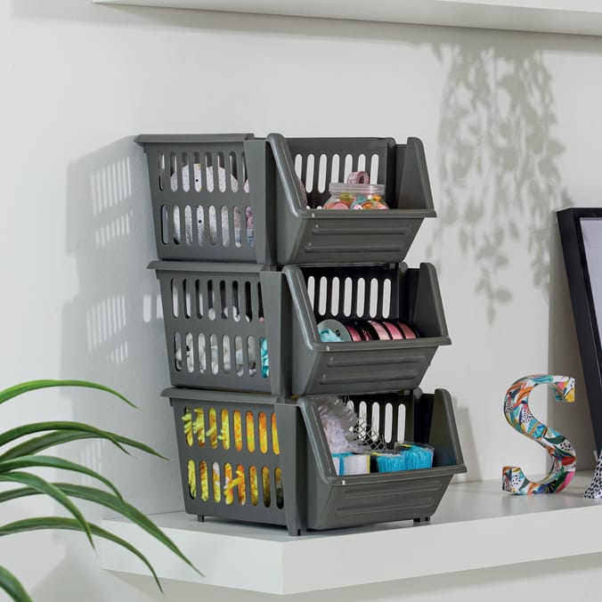 Utility 3 Tier Multi-Purposes Stackable Storage Baskets