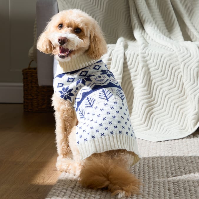My Pets Cable Knit Jumper Blue Pattern