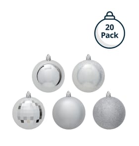 Festive Feeling 8cm Christmas Bauble 20 Pack -  Silver