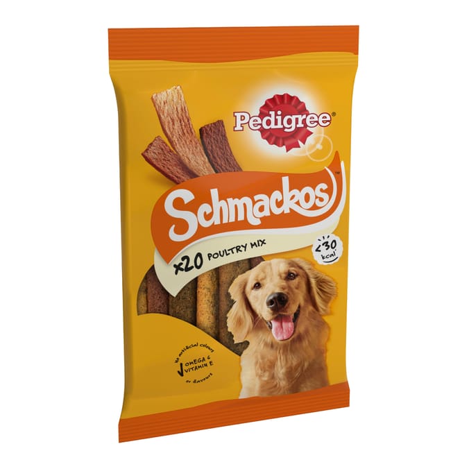 Pedigree Schmackos Adult Dog Treats 20 x 144g - Poultry Mix