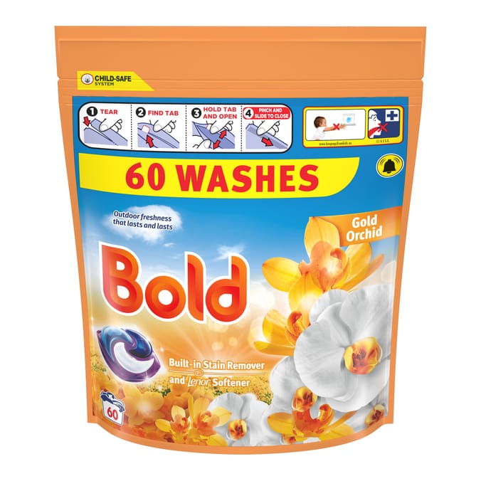Bold Pods Washing Liquid Capsules 60 Washes - Gold Orchid
