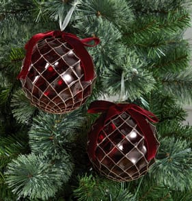 Festive Feeling Large Christmas Bauble with Bow 2 Pack - Red