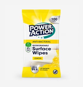 Power Action Anti-Bacterial Surface Wipes 100s x2