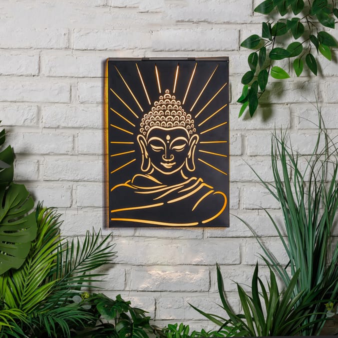 Firefly Metal Wall Art Solar Light - Buddha
