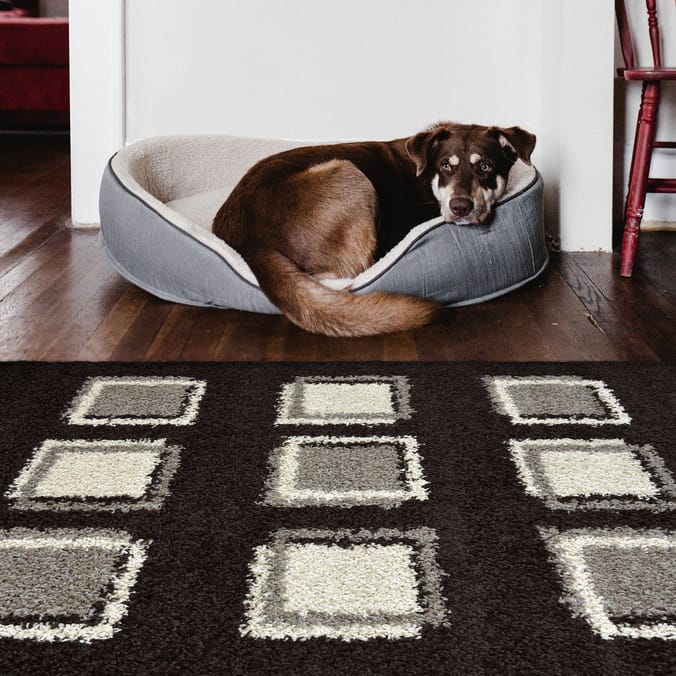 Essentials Verve Shaggy Cube Rug - Black
