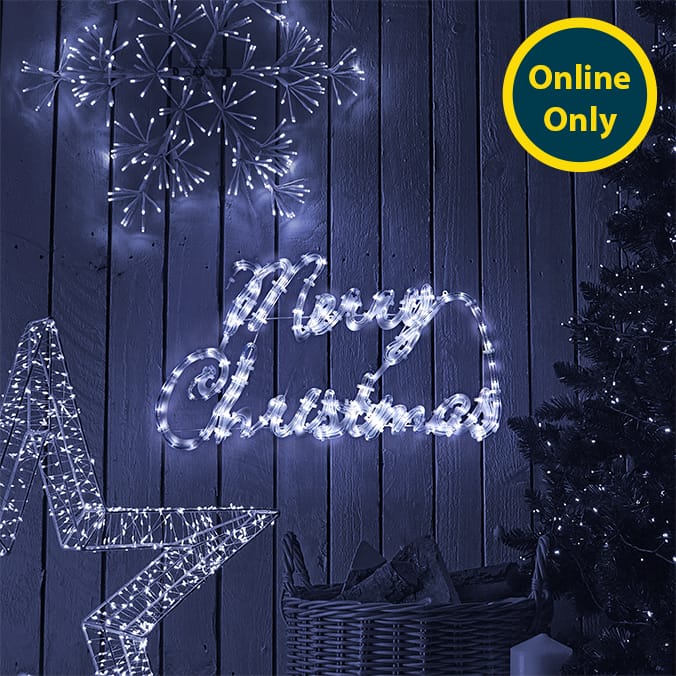 Prestige Mains Operated LED Rope Festive Sign - Merry Christmas
