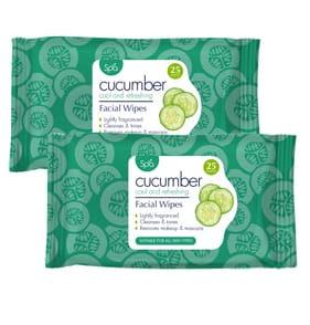 Spa Cucumber Extract & Pro Vitamin B5 Facial Wipes 25s x2