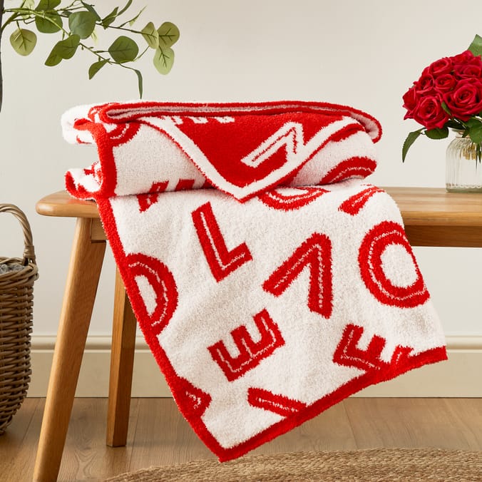 Fuzzy Knit Love Throw