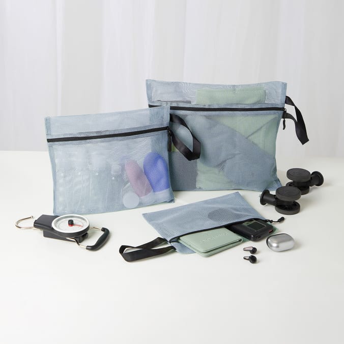 Travel Mesh Pouch Organiser 3 Pack - Blue