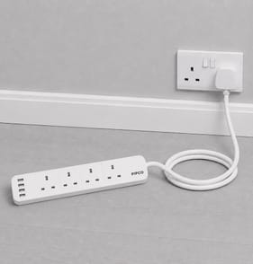 Pifco Extension Socket 2m - 4 Way Gang & 4 USB Port