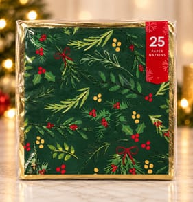 Festive Feeling Napkins 25 Pack - Holly