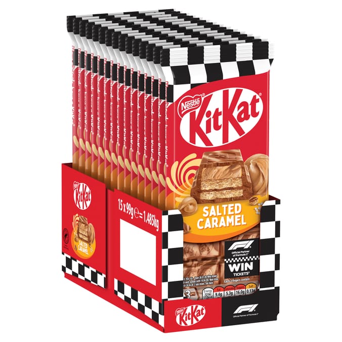 KitKat F1 Salted Caramel Chocolate Sharing Bar 99g x15