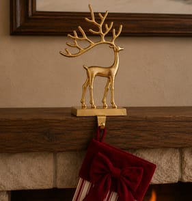 Festive Feeling Christmas Reindeer Stocking Holder - Gold