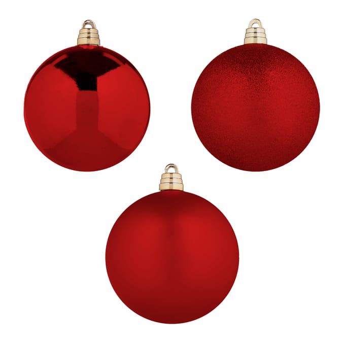 Winter Charm 15cm Bauble 3 Pack - Red