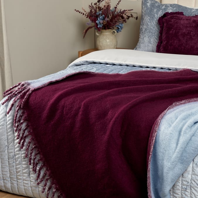 The Lifestyle Edit Velvet Bloom Faux Mohair Throw 