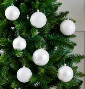 Festive Feeling Mixed Size Christmas Baubles 25 Pack - White