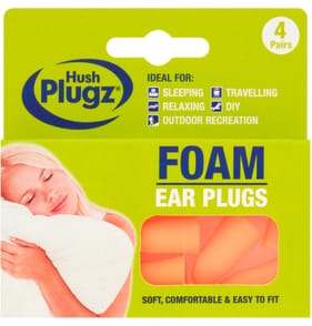 Hush Plugz Foam Ear Plugs 4 Pairs