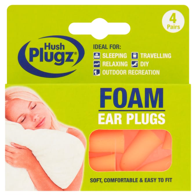 Hush Plugz Foam Ear Plugs 4 Pairs