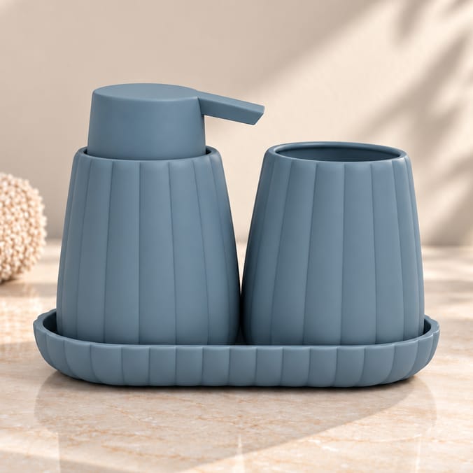 Bath Soap Dispenser, Tumbler & Tray Set