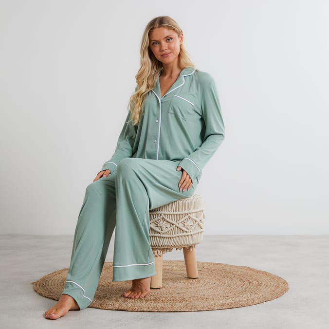 Originals Ladies Green Soft Touch Pyjama Set Home Bargains