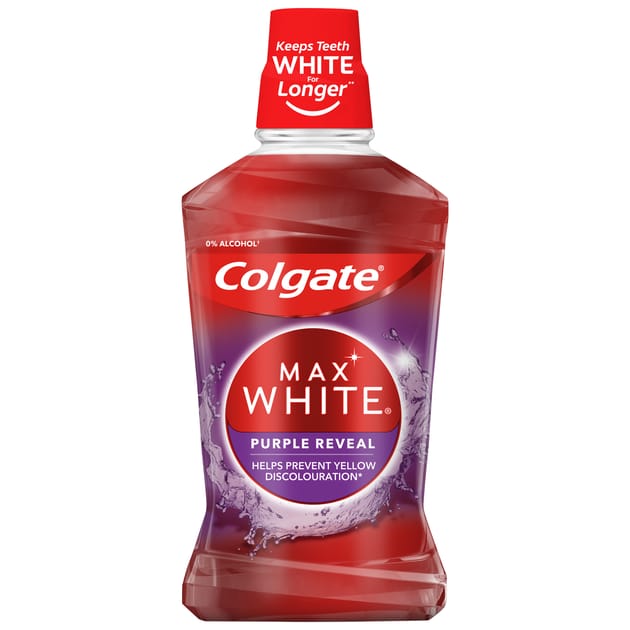 Colgate Max White Purple Reveal Mouthwash 500ml | Home Bargains