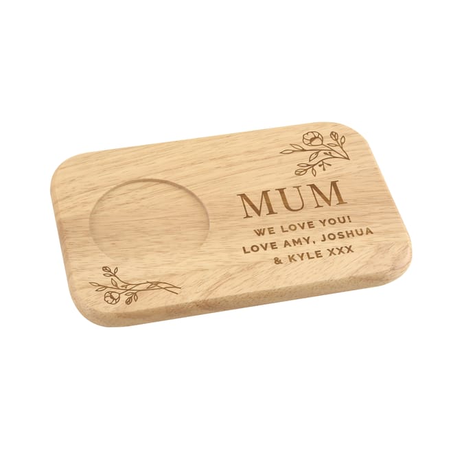 Personalised Floral Wooden Coaster Tray