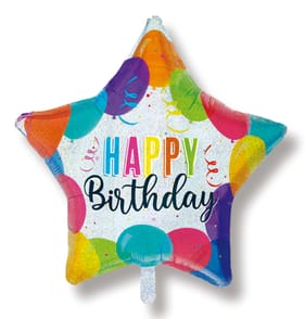Lets Party Foil Star Happy Birthday Balloon