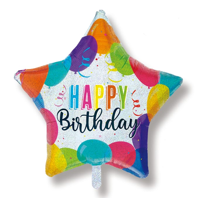 Lets Party Foil Star Happy Birthday Balloon