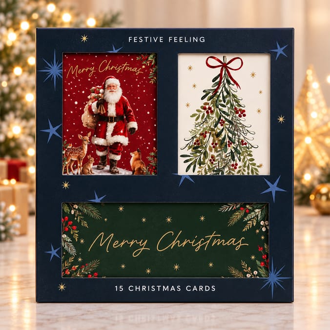 Festive Feeling Traditional Christmas Cards 15 Pack