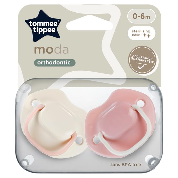 Tommee Tippee Moda Soothers With Steriliser Pod 0-6m