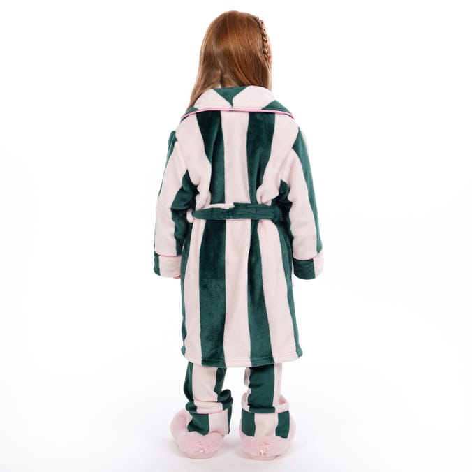 Originals Kids Pink & Green Striped Dressing Gown
