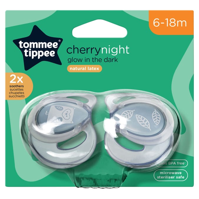 Tommee Tippee 2 Cherry Night Soothers 6-18m - Blue