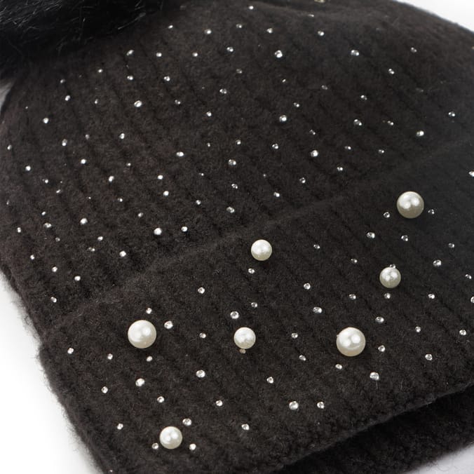 A La Mode Beaded Pom Hat